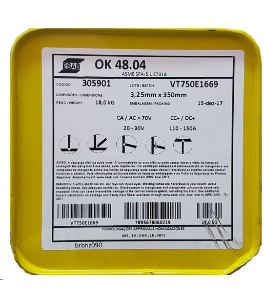 ELETRODO OK 48.04 Ø 3,25 MM ESAB