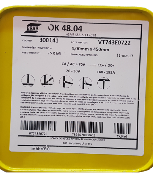 ELETRODO OK 48.04 Ø 4,0 MM ESAB